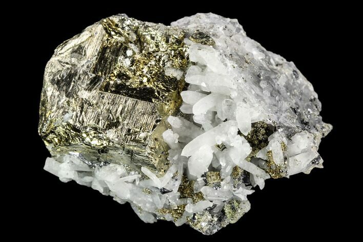 Pyrite Crystal Cluster with Quartz - Peru #126571